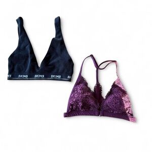 SKIMS & VS Black and Purple Lace Bralette Bundle